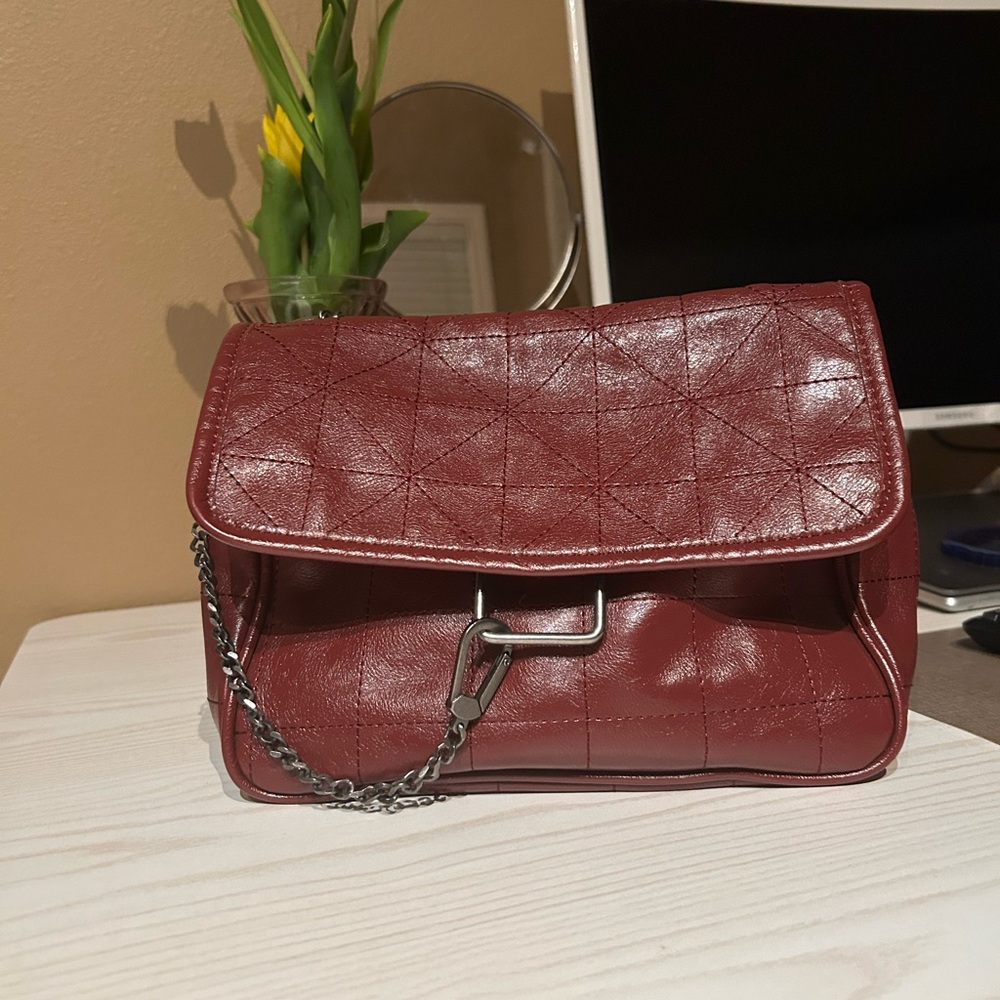 Elegant Burgundy Quilted Chain Bag